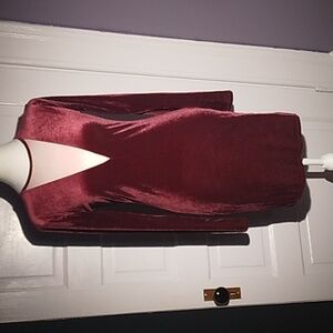 "Forever 21" Wine Velour mini evening prom gown dress, Deep V-neck. sexy